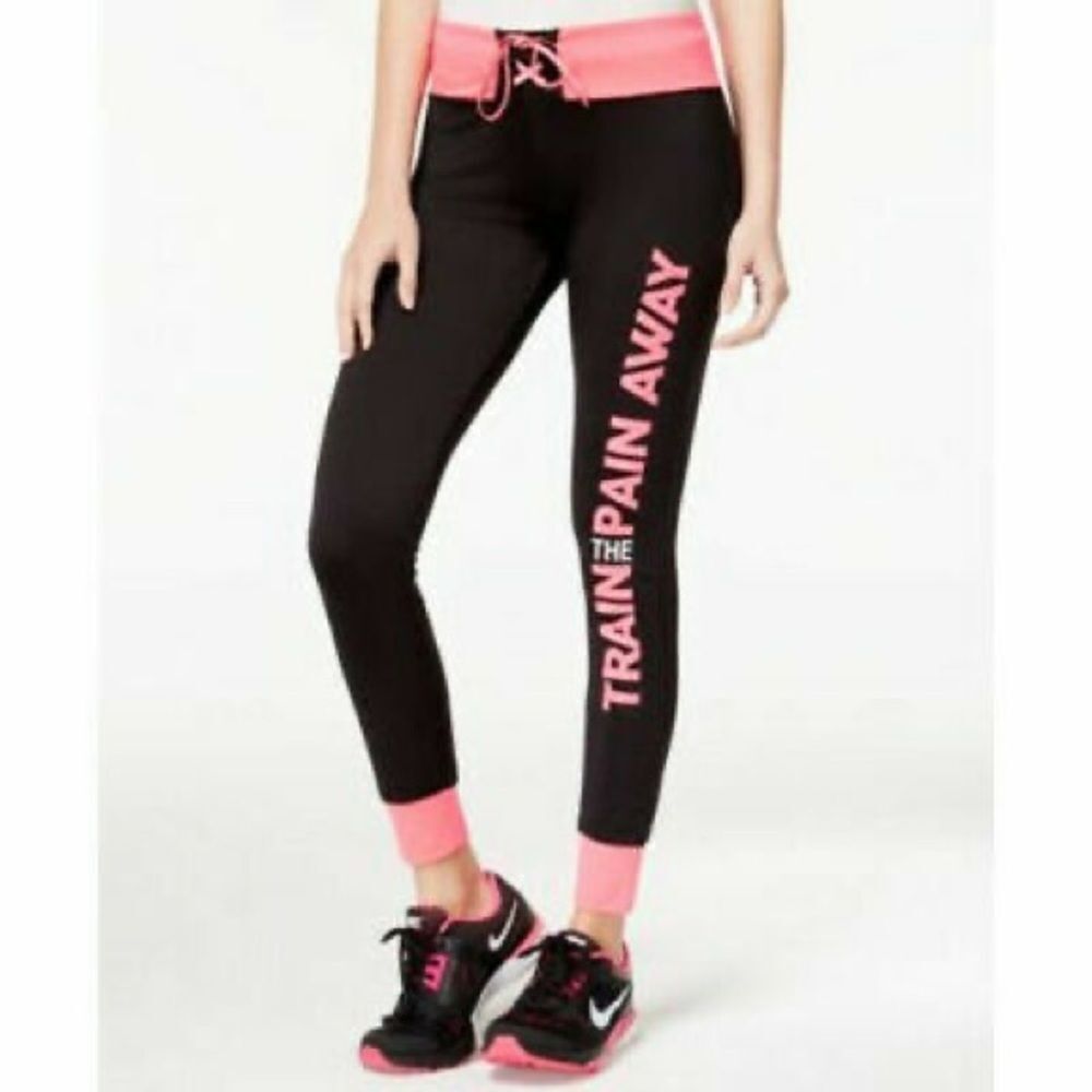 Energie Women's "Train the Pain Away" Active Leggings Hot Pink & Black Size XS